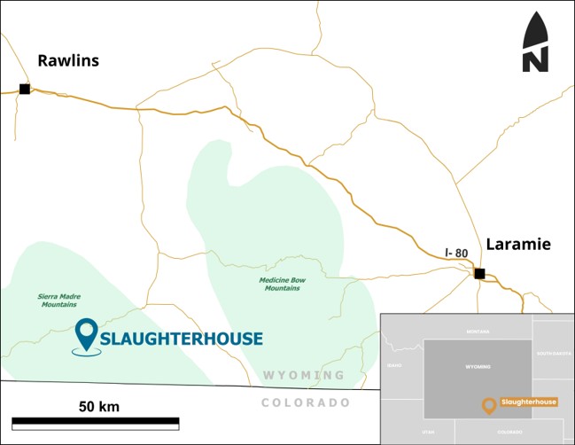 Figure 1: Approximate location of the Slaughterhouse project in Wyoming